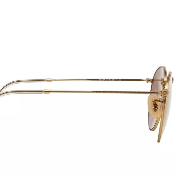 Ray-ban Round Sunglasses Gold Frame Copper Lens - Picture 5 of 6
